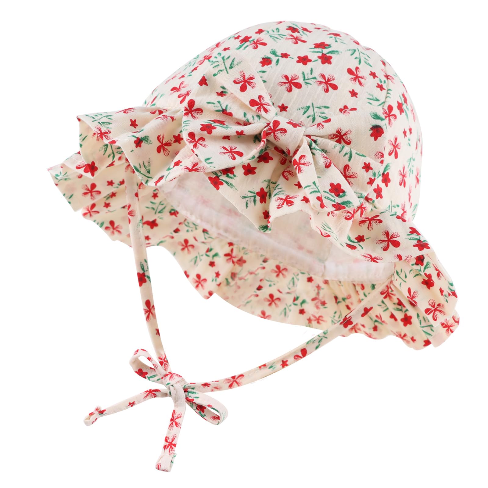 XIAOHAWANG Sommerhut Baby Mädchen UV Schutz Sonnenhut Mütze Baby Sommer Mützen Baumwolle Mit Schleife und Bindebändern