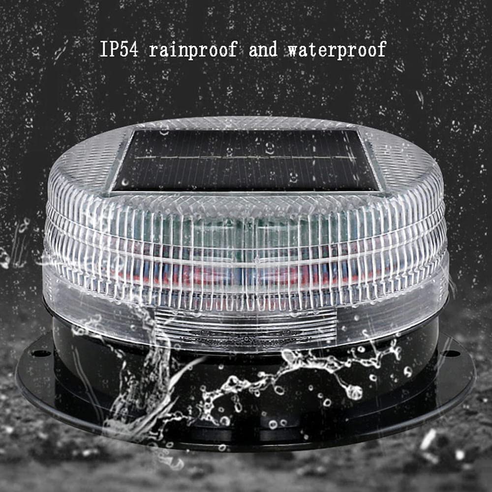 Luce stroboscopica a LED solare con luce stroboscopica di emergenza con base magnetica, luce lampeggiante di recupero impermeabile senza fili color ambra per auto, camion, trattori, SUV (Blue)