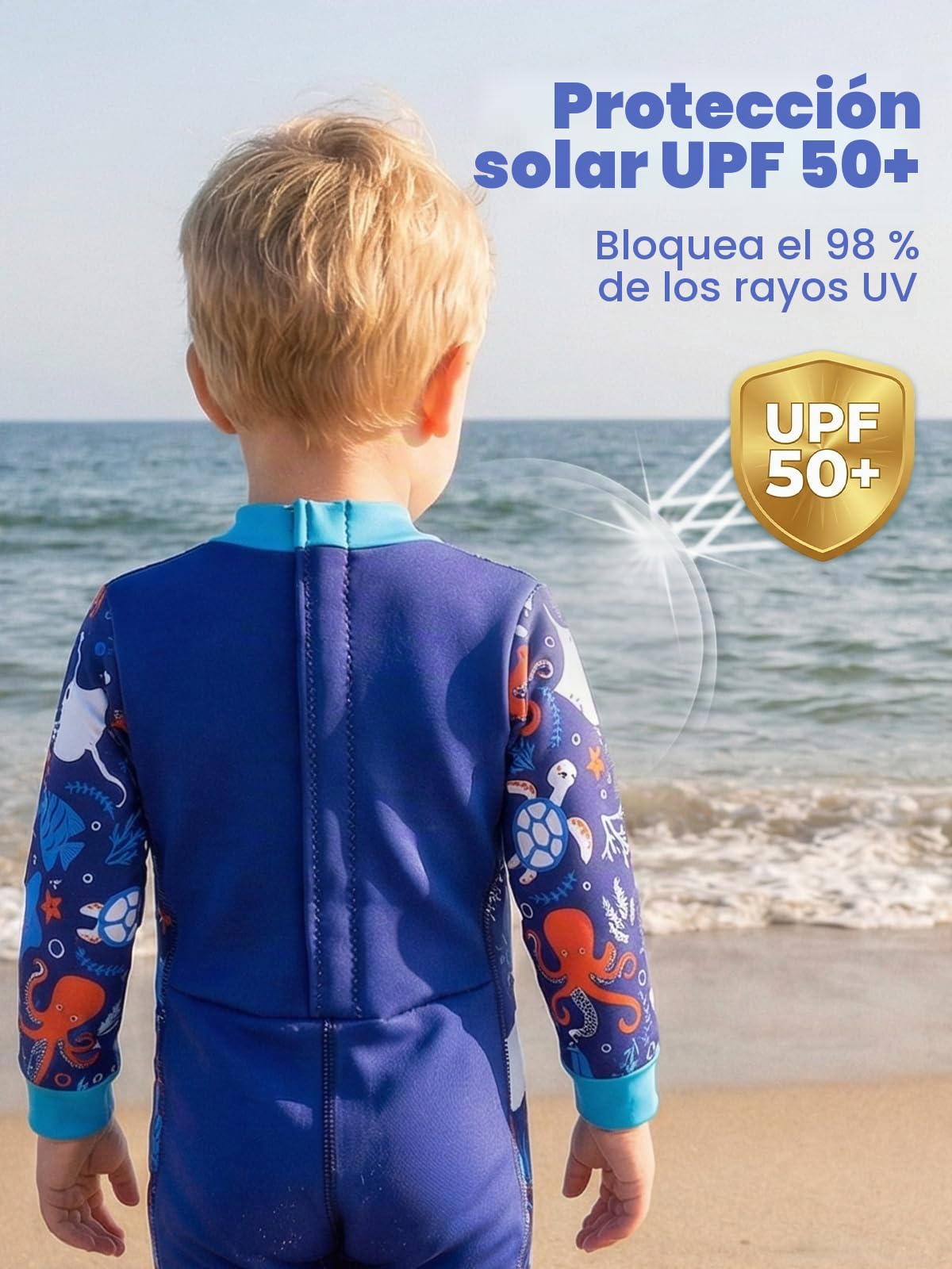 Traje de neopreno para bebé, protección solar UPF 50+, traje de baño térmico para 0-24 meses, forro polar, para mantener el calor, traje de baño de una pieza para piscina, clases de natación
