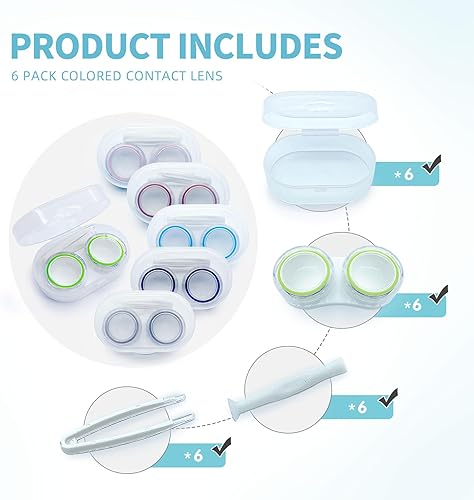 Miniatura 3 de Paquete de 6 fundas para lentes de contacto, kit de viaje, kit de almacenamiento portátil al aire libre, estuche para lentes de contacto para viajes