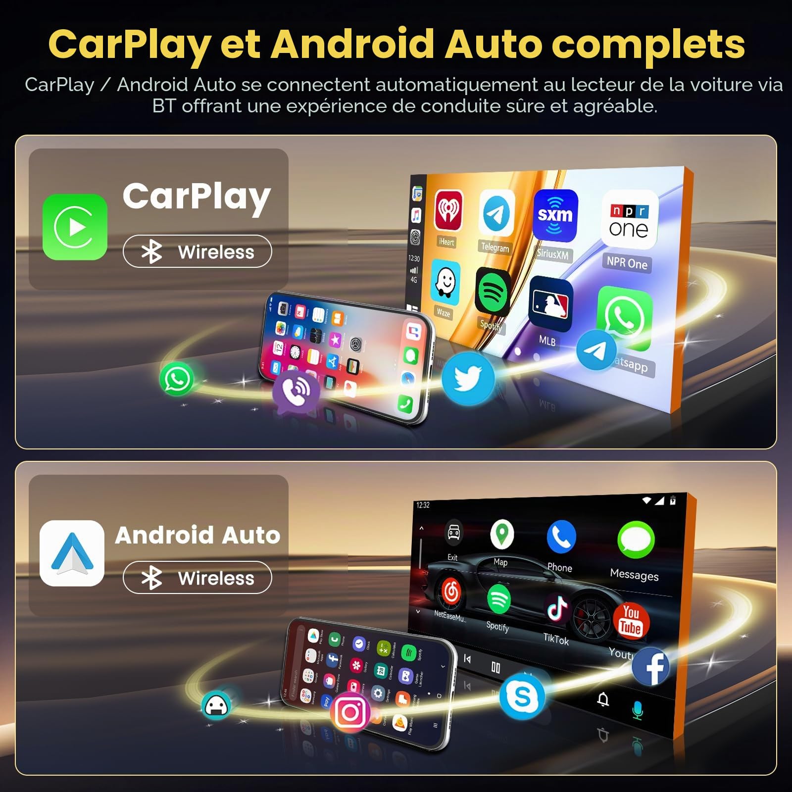 4+64GB Android 15 Autoradio pour Seat Altea 2004-2015, Toledo 2004-2009 Carplay Android Auto sans Fil, 9 Pouces Écran Tactile Poste Radio Voiture BT/GPS/Caméra de Recul/FM RDS/EQ/WiFi/SWC