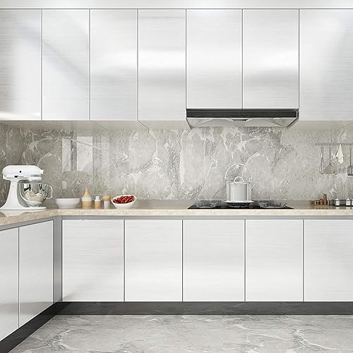 Miniatura 8 de Cre8tive Papel de contacto de papel de aluminio plateado de 24 x 118 pulgadas de ancho, impermeable, a prueba de aceite, resistente al calor, para