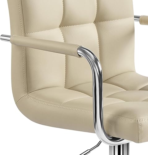 Miniatura 54 de Yaheetech Juego de 2 taburetes de bar ajustables de piel sintética, taburetes de mostrador modernos con respaldo y reposapiés, taburetes de bar