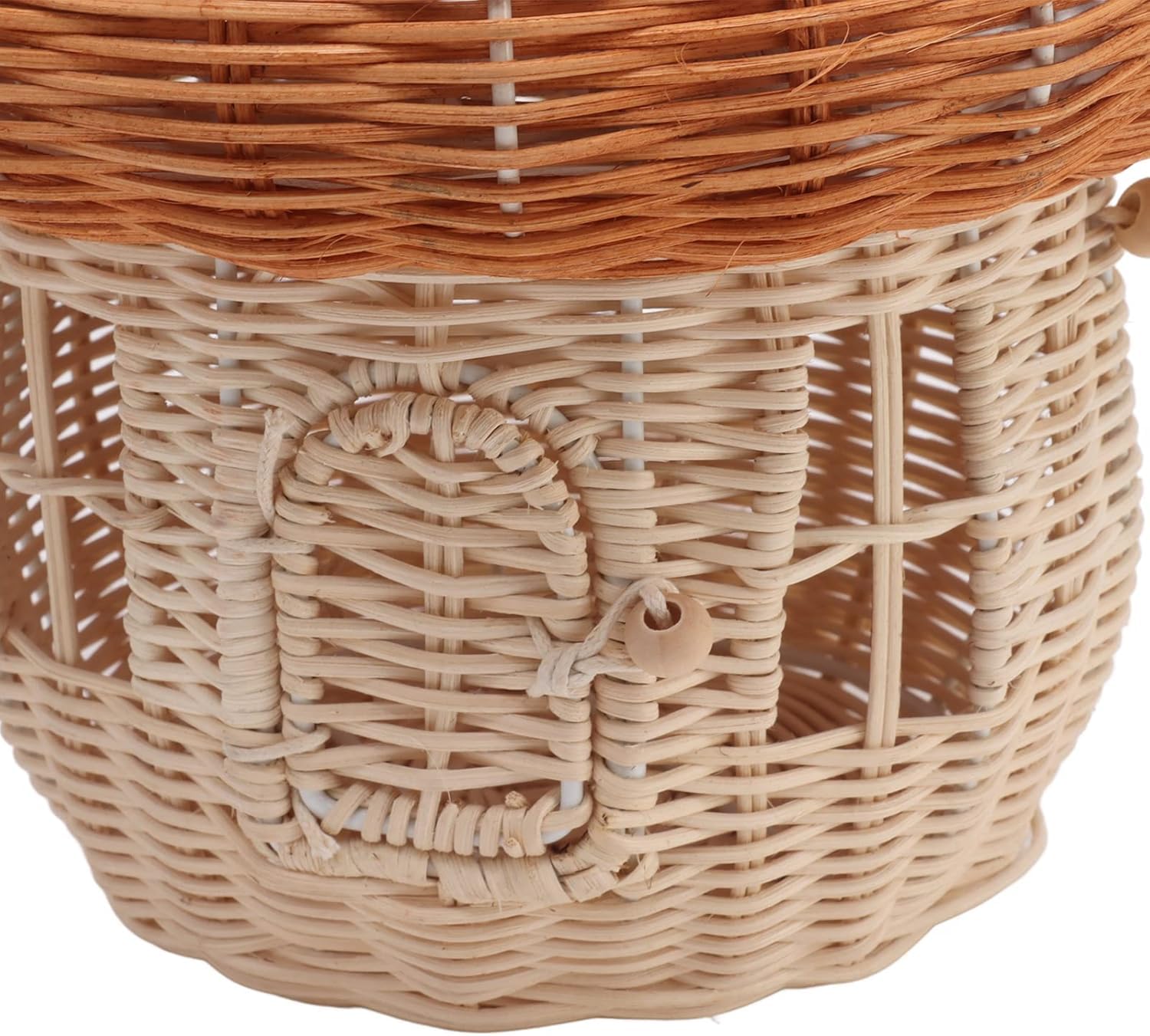 Cesta de mimbre hecha a mano, cesta de almacenamiento de ratán, decoración de escritorio, accesorios de fotografía (cesta grande para setas)