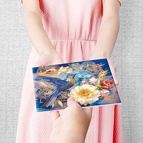 Miniatura 5 de pigpigboss Paquete de 12 tarjetas de felicitación con diseño de flores y mariposas y diamantes, tarjetas de felicitación de arte de diamantes con