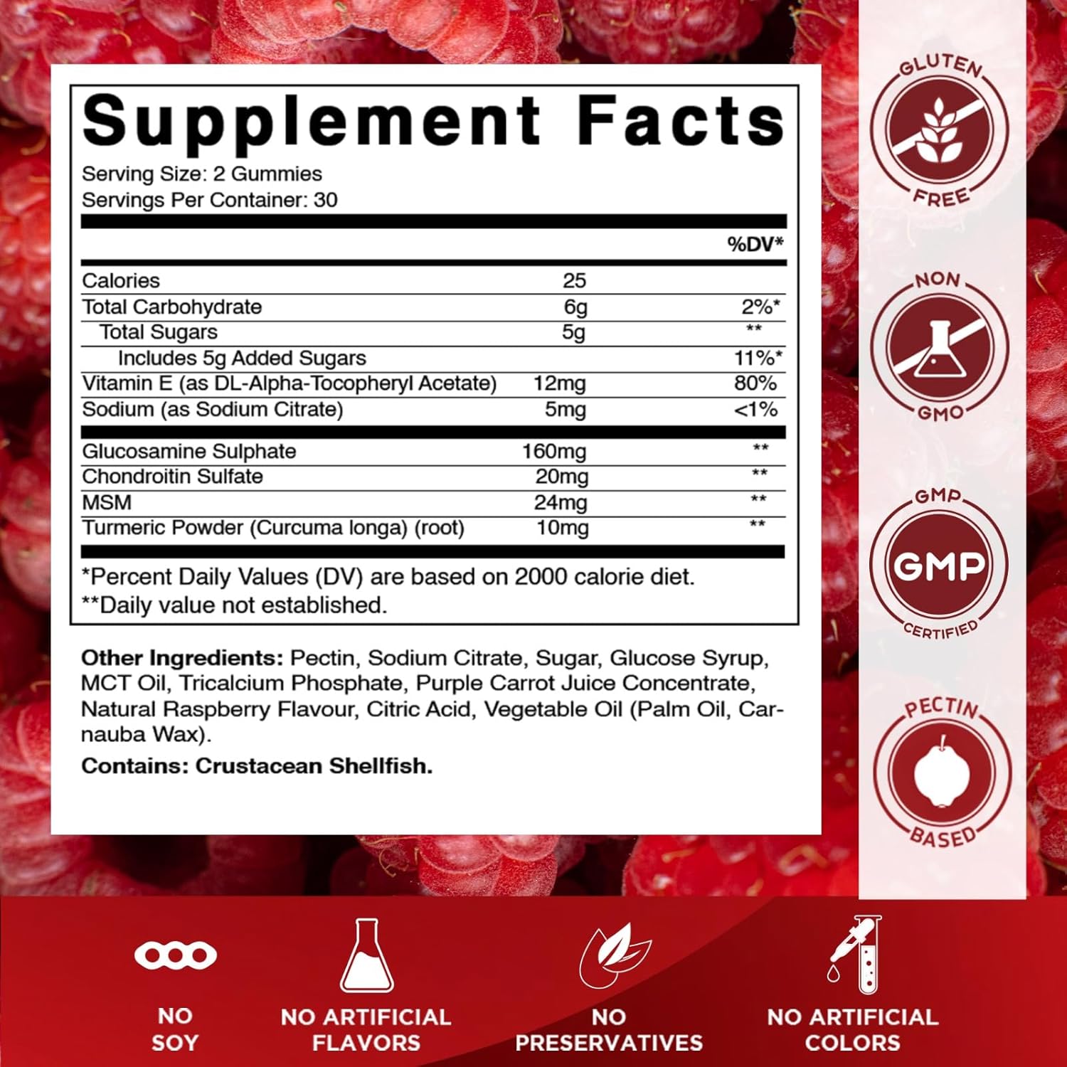 Vitamatic Glucosamine Chondroitin Gummies with MSM & Vitamin E – Joint Support – 60 Pectin-Based Gummies per Bottle – Pack of 2 (Total 120 Count)