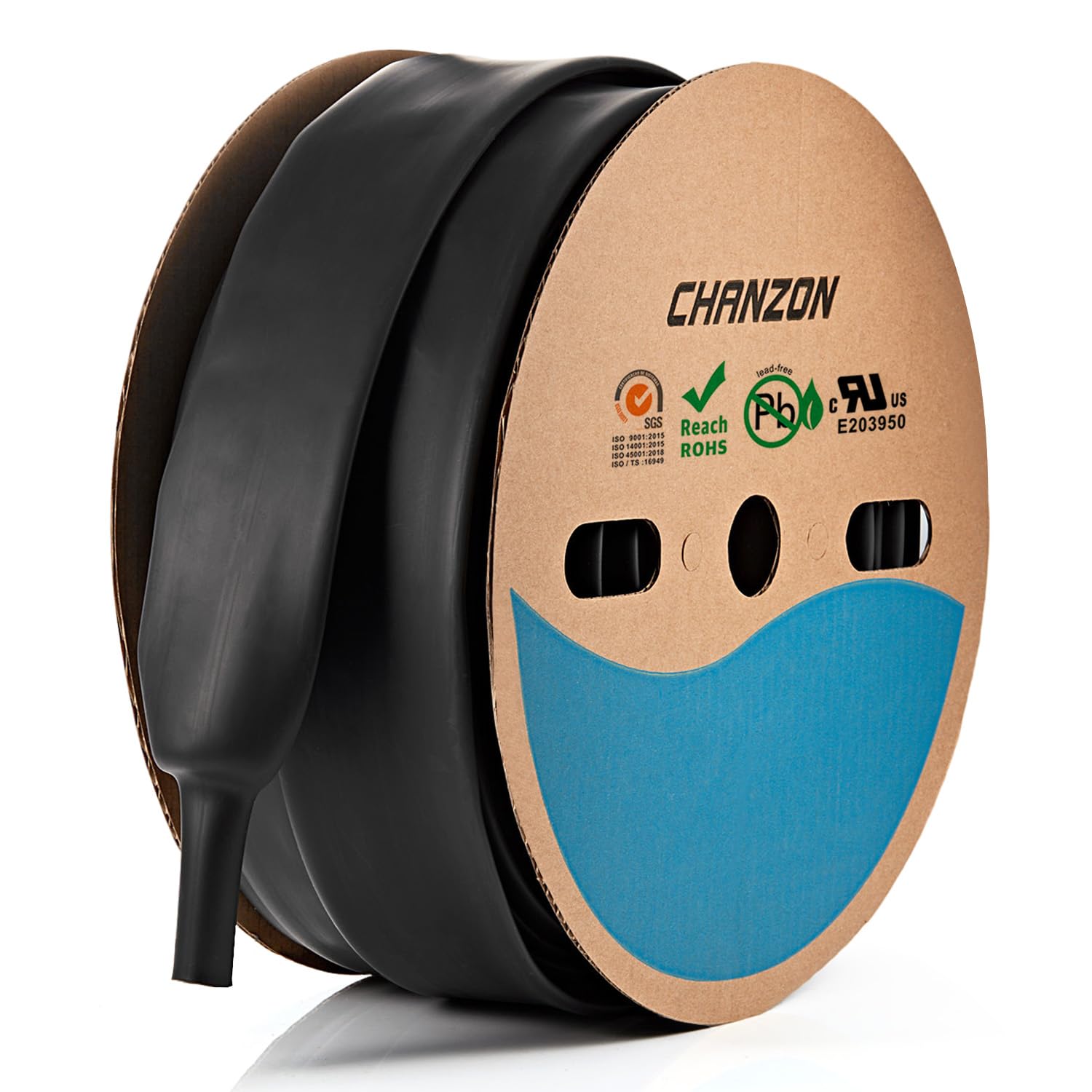 Chanzon 3:1 Ratio - 80Ft Roll - 1-1/4inch (30mm) Black Heat Shrink Tubing - Marine Grade, Waterproof, Dual Wall Adhesive Tubes 1pcs