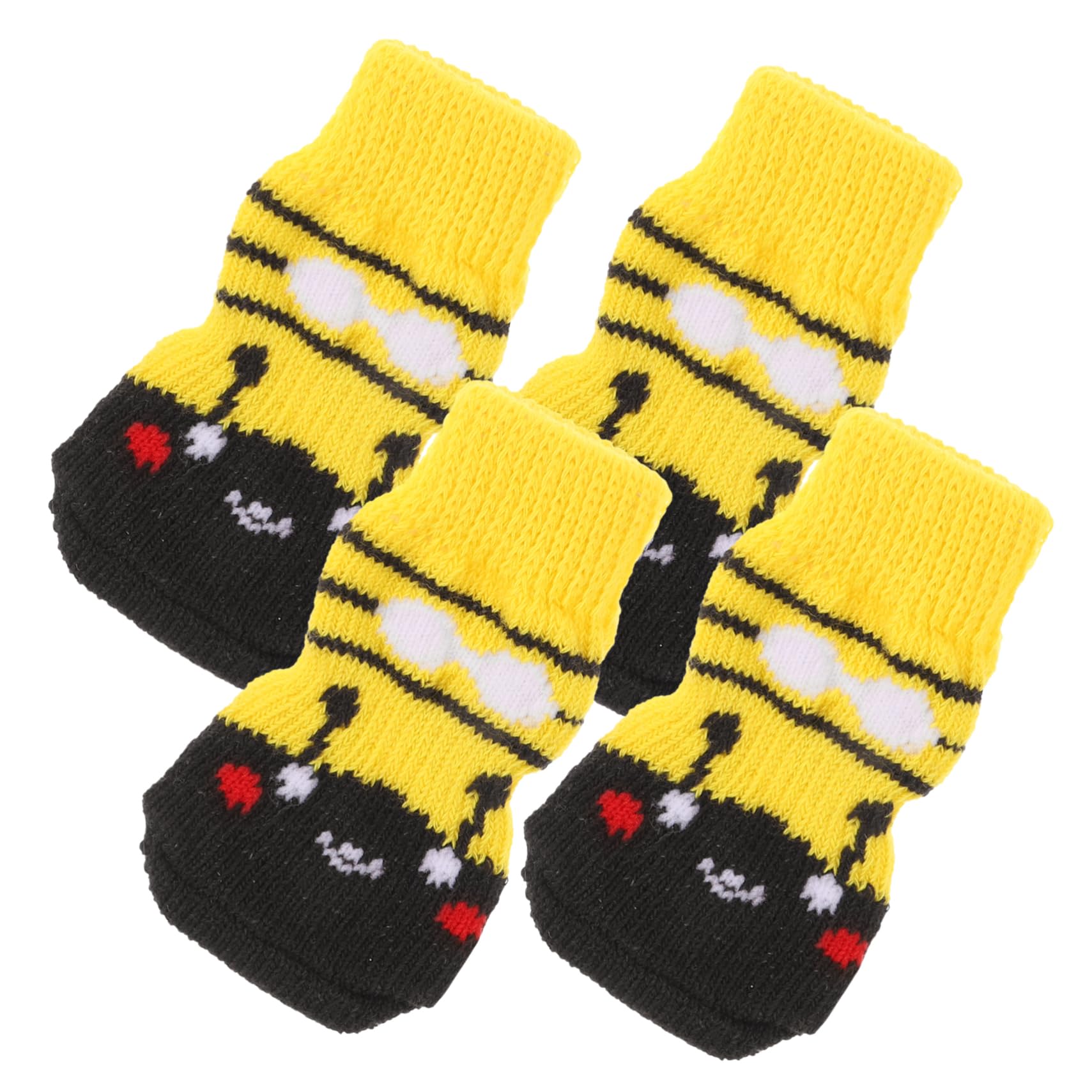 MERRYHAPY 4Pcs Non Slip Winter Pet Socks for Dogs Breathable Cotton Dog Socks with Cute Cartoon Design Washable Paw Protectors for Indoor Outdoor Use for Cold Weather