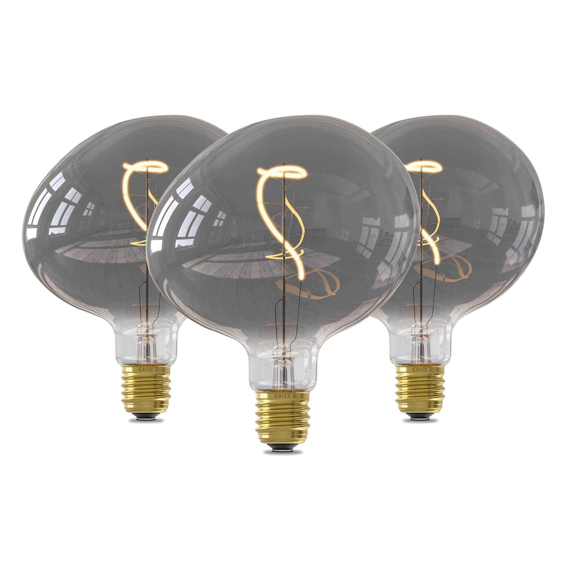 CALEX XXL LED Lampe E27, Titanium, Filament, 70lm, 1800K Warmweißes Licht, 3er-Pack