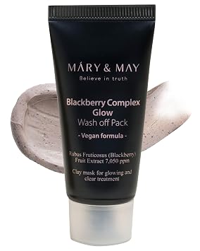 Mary&May Vegan Blackberry Complex Glow Wash Off Mask - Blackhead Care, Pore Clearing, Anti Aging Clay Mask - Bright and Glow Skin - Korean Skincare, 1.01oz.