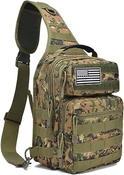 Tactical Sling Bag for Men, Shoulder Bag Backpack Small Molle Assault Range Bags Chest Pack Day Pack Diaper Bag Digital Camo