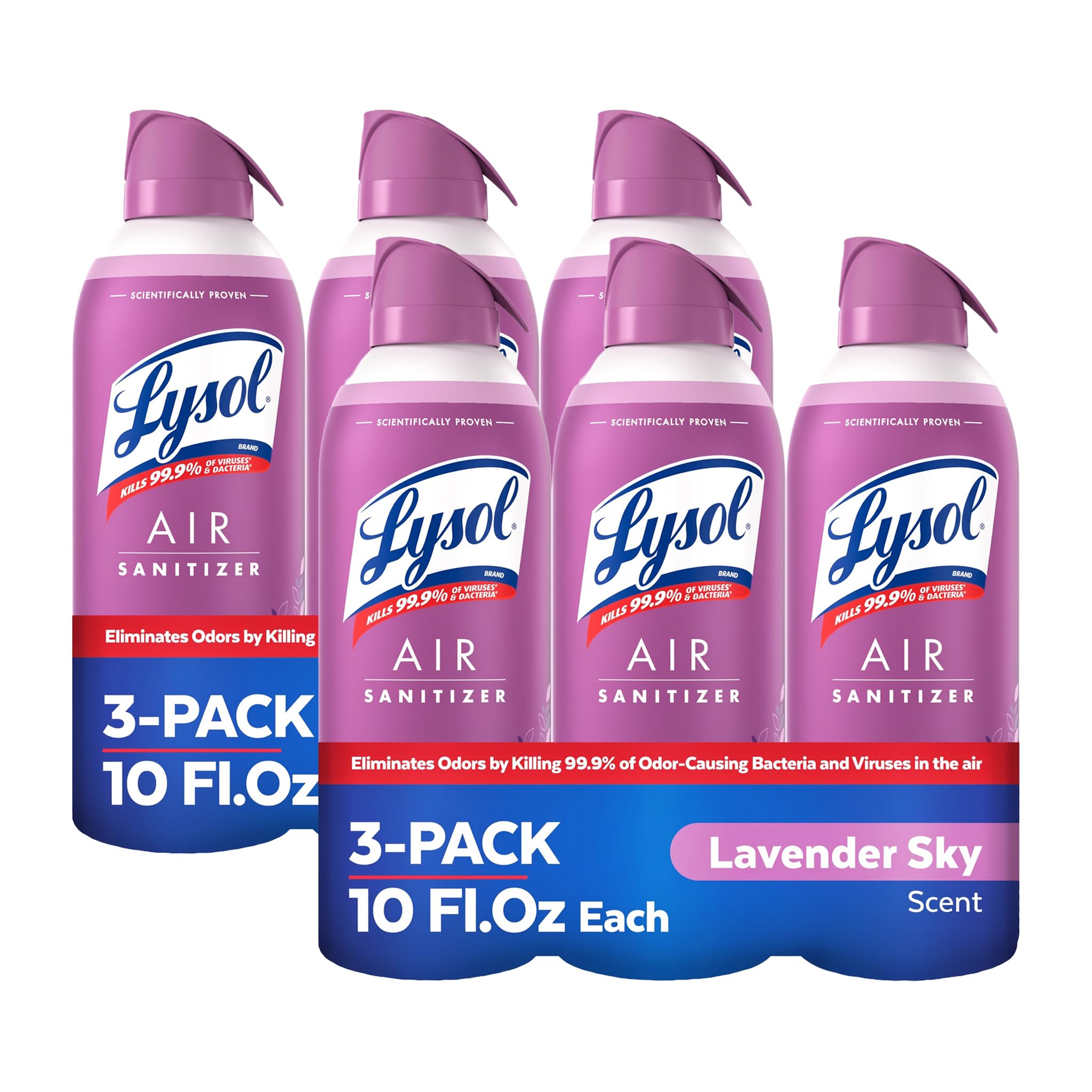 Lysol Air Sanitizer with Bacterial Odor Eliminator for Home &amp; Office, Air Freshener Alternative, Simple Fresh Scent, 10 oz (Pack of 6)