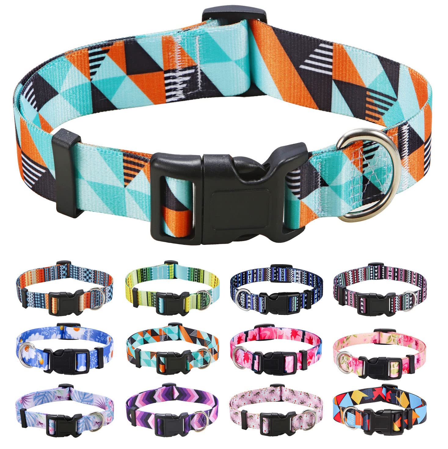 Mihqy Dog Collar for Small Dogs, Cute Small Medium Large Dog Pet Collar, with Floral Patterns, Soft Adjustable for Boy Girl Female Male Puppy Dog Collar(Floral Blue,S) — view 54