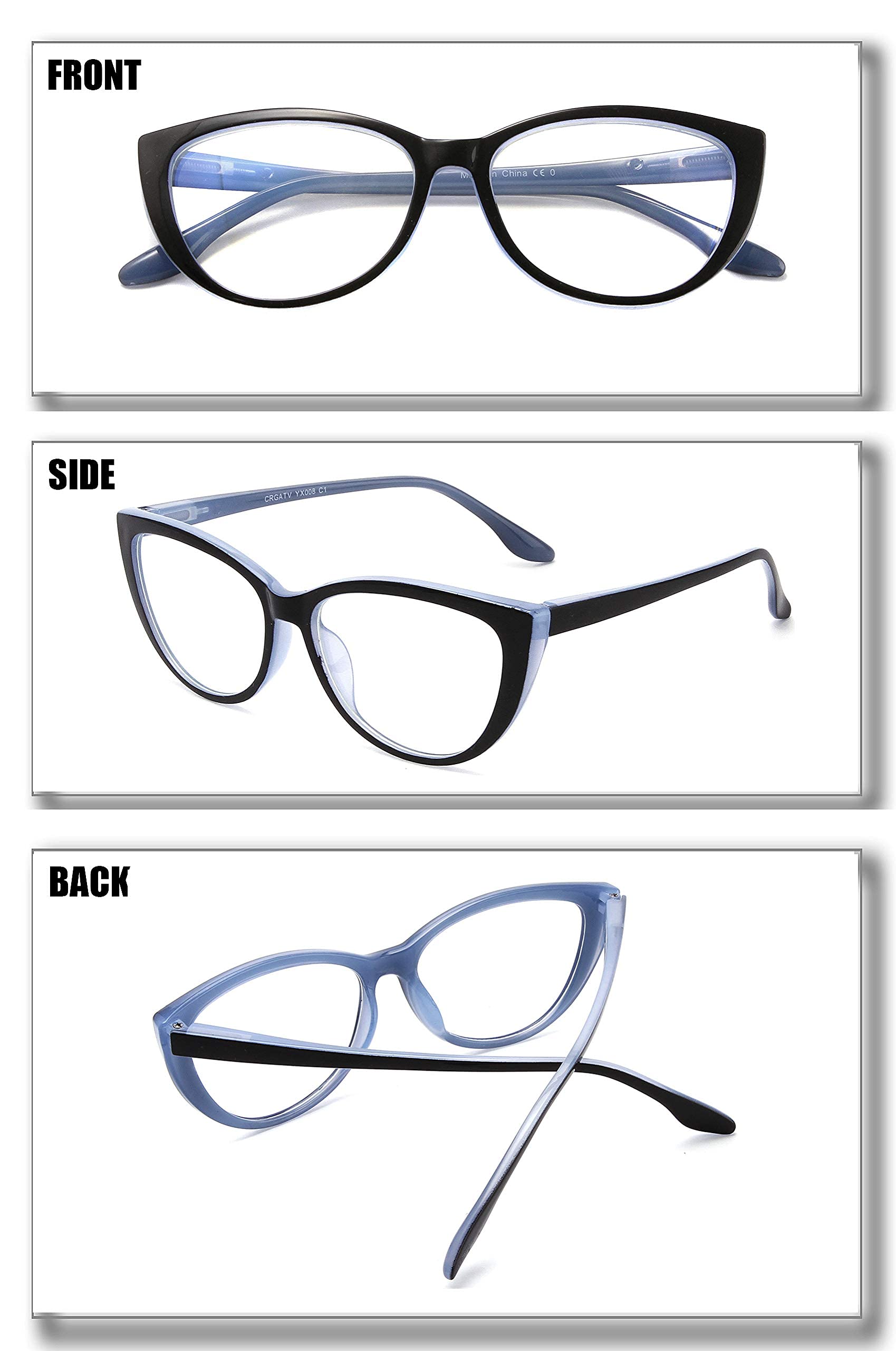 3 Stück Blaulichtblockierende Lesebrille, elegante Computerlesegeräte gegen Augenermüdung und Blendung für Frauen