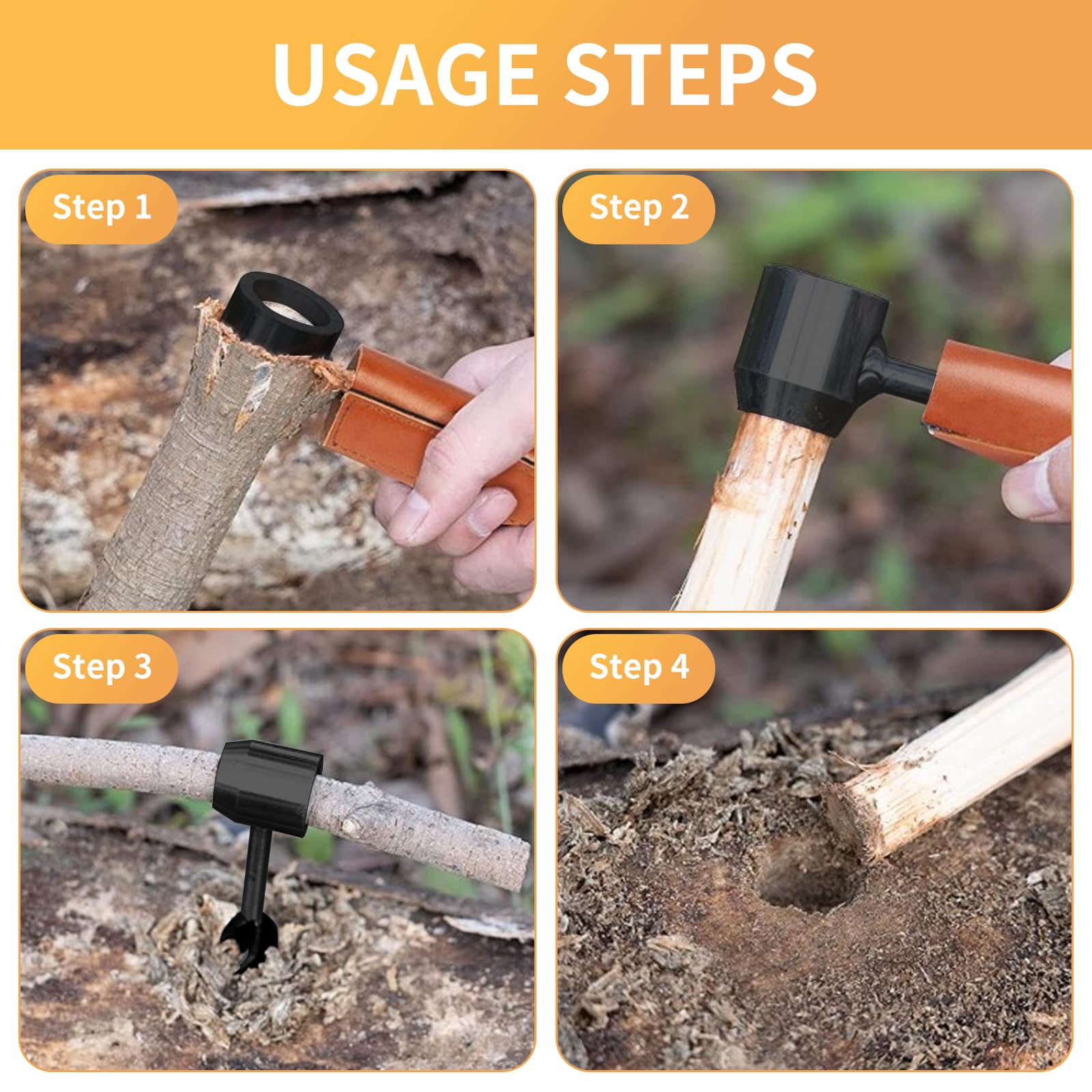 EFUTURETIME Trivella Manuale per Legno, φ10x230mm, Trapano a Mano Bushcraft Multifunzionale, Punta da Trapano per L'avventura all'aperto, Campeggio, Lavorazione del Legno
