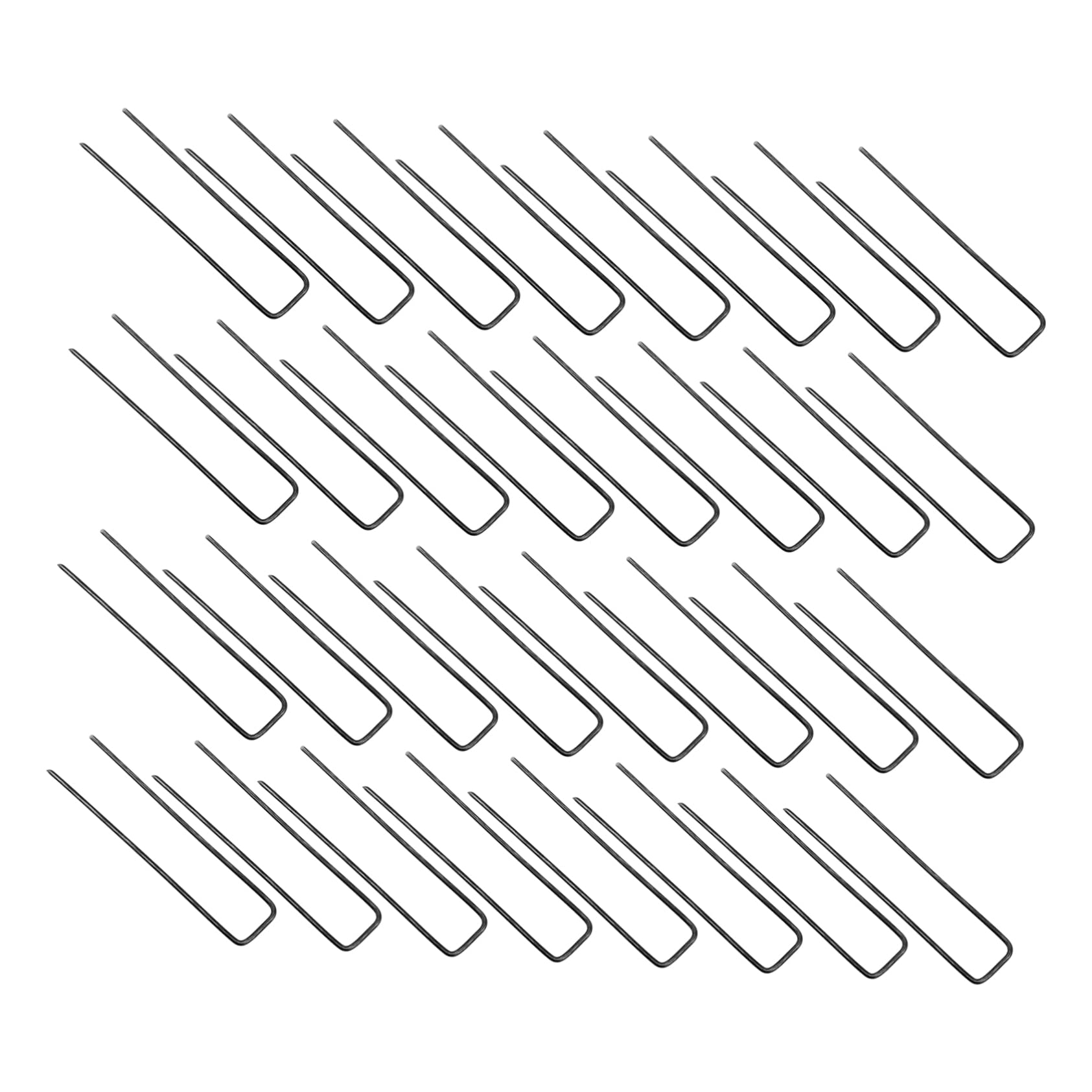 Piquets de Barrière de Fixation en Forme de U pour Agrafes de Gazon et Clous de Jardin, Lot de 50
