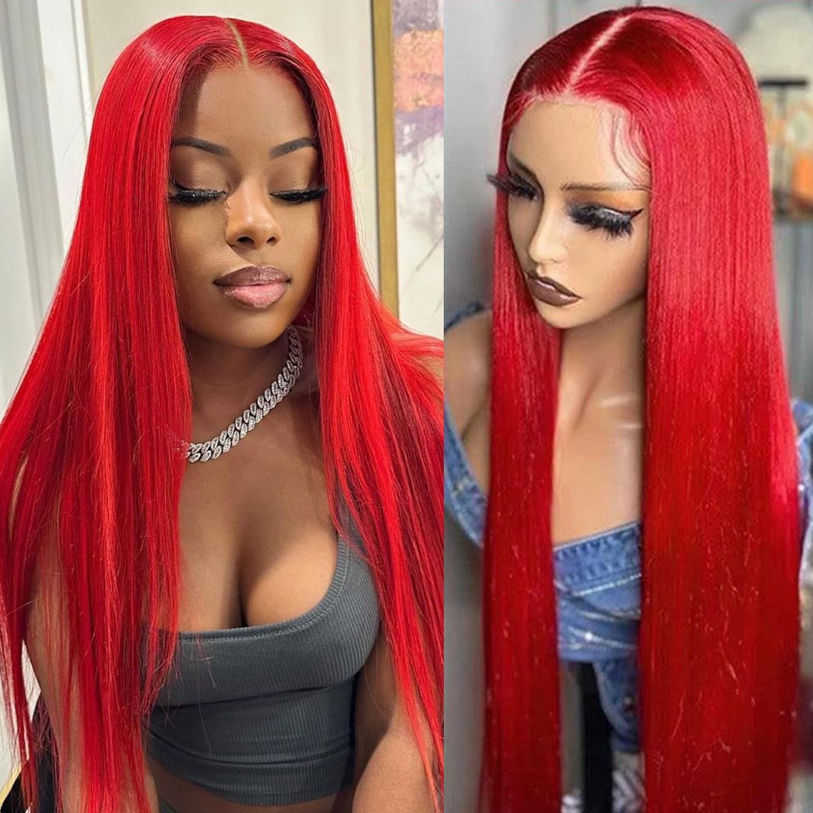 ?ISIS 22” RED STRAIGHT LACE FRONT WIG? *NWT*

? 200D Red Hair 13x6 Lace Front Wigs Straight Human Hair  main image 2