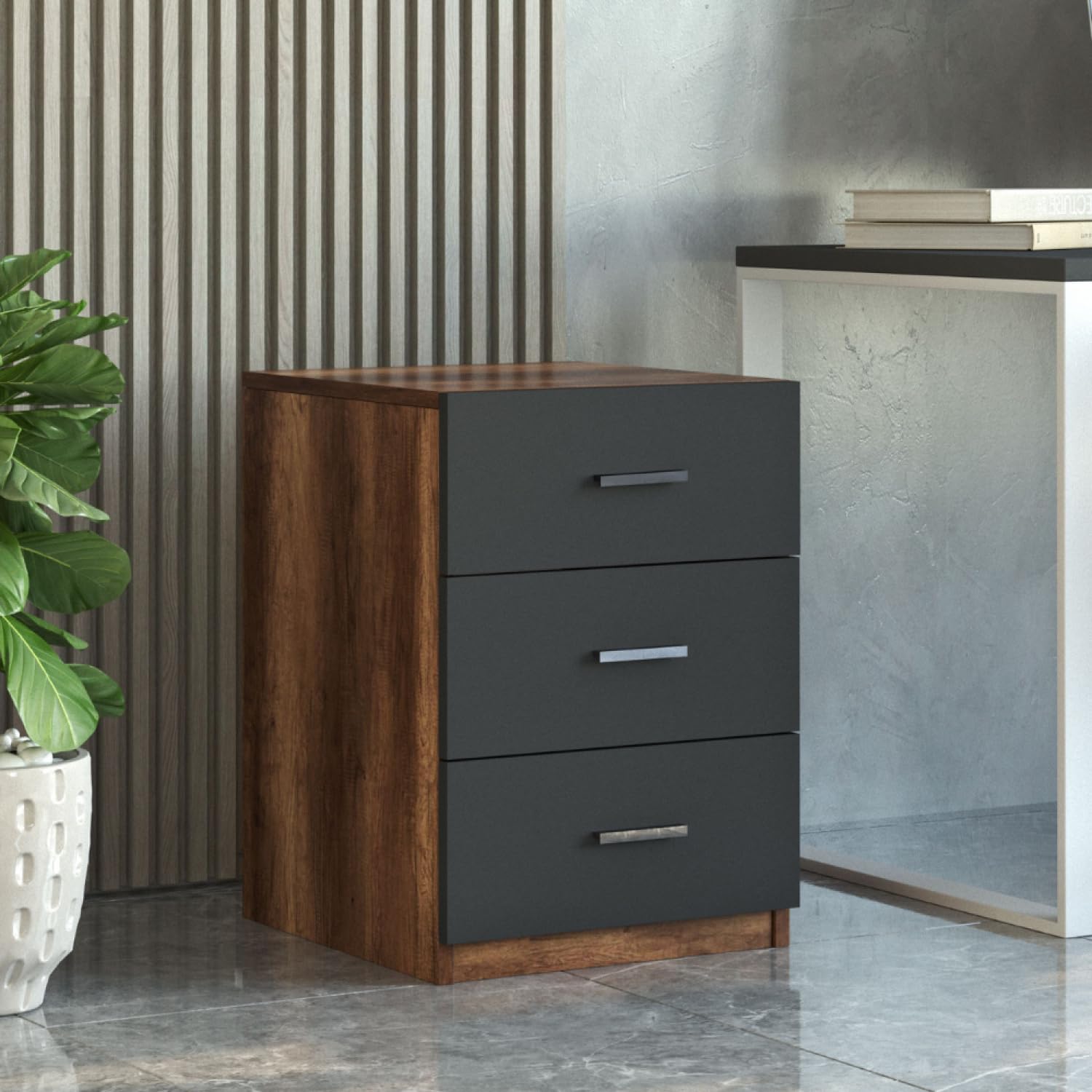 CONCEPT USINE | Set completo di mobili per ufficio | Design NOTTO | Finitura in legno rovere e antracite | Stile contemporaneo molto elegante | Moderno e funzionale | Posto di lavoro stabile e robusto