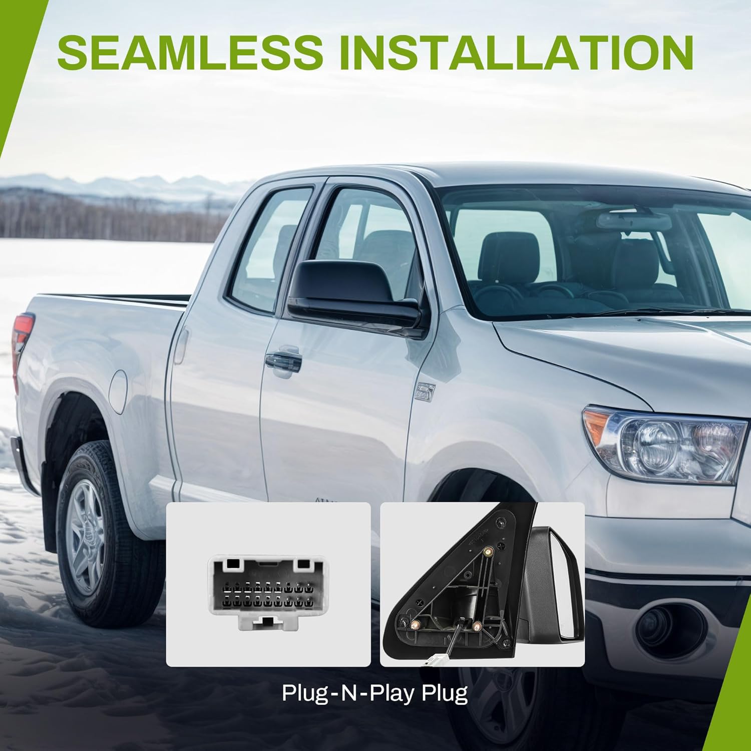 AUTOSAVER88 Door Mirror Compatible with 2007-2013 Tundra Right Passenger Side Mirror with Power Heated Manual Folding