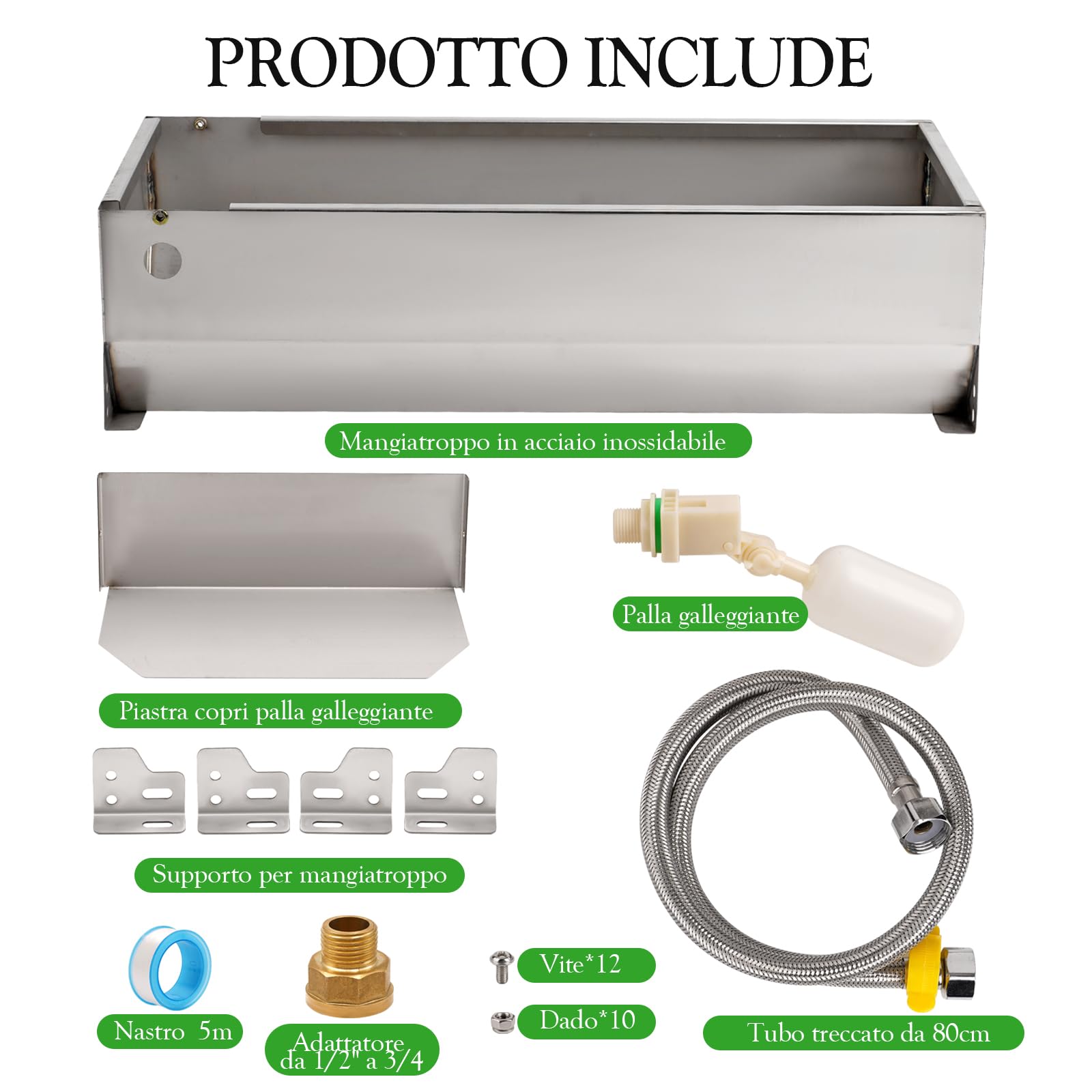 Serbatoio Automatico Per L'Abbeveraggio del Bestiame con Valvola a Galleggiante da 1/2 Pollice Per Cavalli, Bacino Per Capre Per Bovini, Cavalli, Pecore, Cani Kit Per L'Abbeveraggio del Pollame