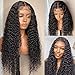 mdgfge 28inch Lace Front Wigs Human Synthetic Hair Pre-Plucked Glueless Curly Lace Frontal Wigs Wet and Wavy Human Hair Wigs for Black Women Brazilian Virgin Natural Black Color