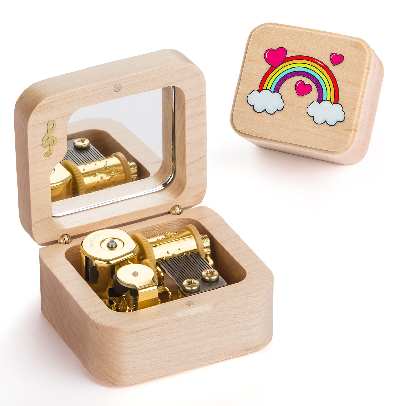 MelodiaCraft Over The Rainbow Music Box, Wind up Musical Boxes Gifts for Birthday Anniversary Thanksgiving Day Christmas (Maple A)