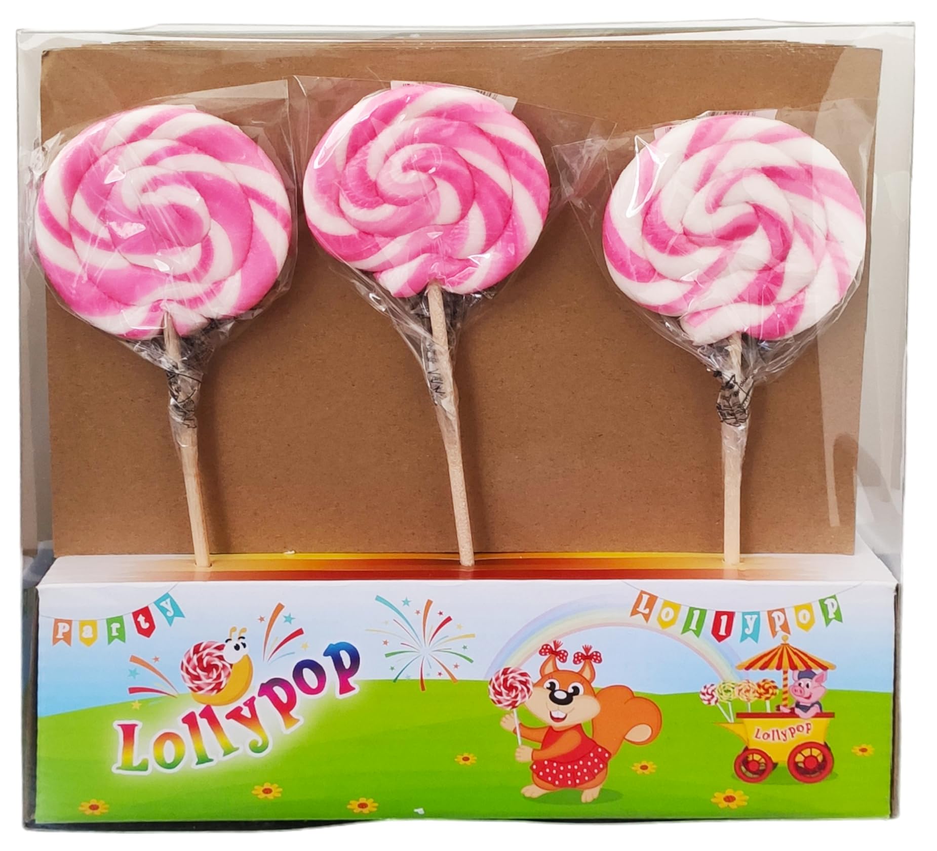 Lollypop Party Lecca Lecca Girandola Bianco e Rosa al Gusto di Frutta Box 24x40g
