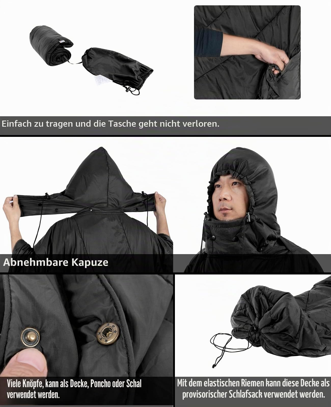 iClimb 3M Thinsulate Isolierung, warme Campingdecke, tragbarer Poncho, ultraleicht, kompakt