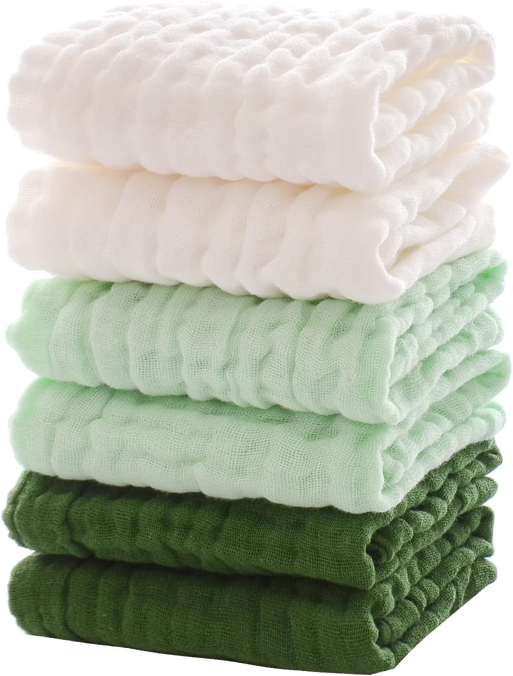 Baby Washcloths - Soft Face Cloths for Newborn, Absorbent Bath Face Towels, Baby Wipes, Burp Cloths or Face Towels, Baby Registry as Shower. Pack of 6-12x12 inches (Green)