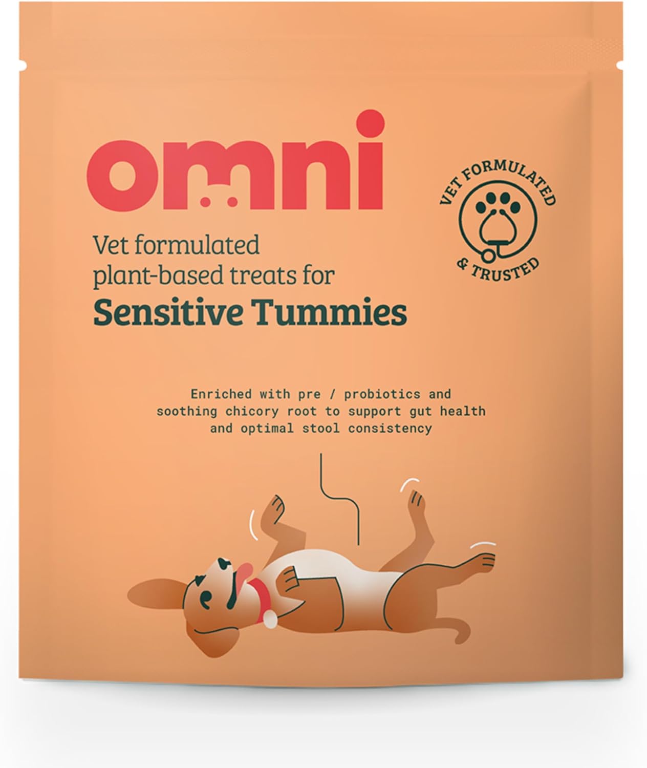 Omni Dog Training Treats, Probiotics for Dogs – Dog Treat Supports Gut Health & Stool Consistency with Chicory Root, Plant Based, Vet Formulated for Puppy and Adult, Suitable from 8 Weeks Old, Single