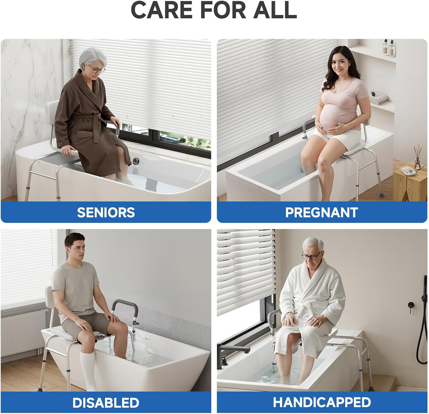 Loyoda Tub Transfer Bench and Sliding Bathtub Shower Chair for Inside Shower Chair for Elderly and Disabled,Adjustable Seat Height, Holds Weight up to 350 Lbs, Bath and Shower Safety, Transfer Bench