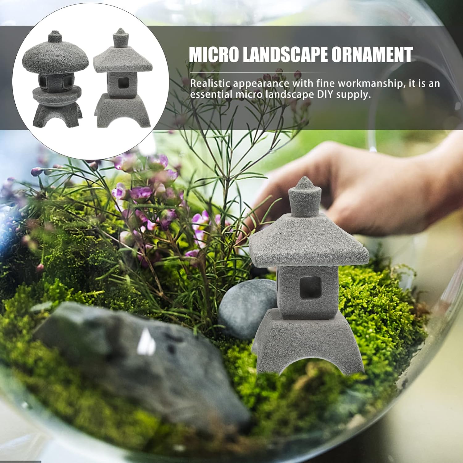 Happyyami 8 Pcs Miniature Pagoda Lantern Outdoor Flower Pot Table Top Decor Garden Figurine Plant Saucers for Outdoors Miniatures Outdoor Home Decor Mini Craft Sandstone Chic Stone Pavilion