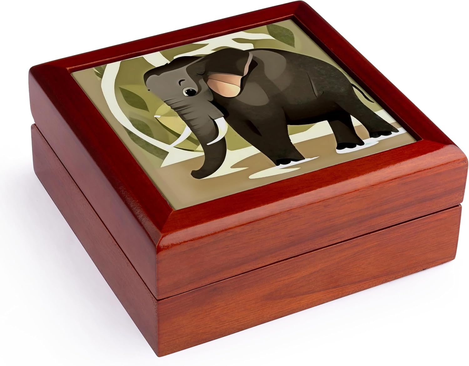 3dRose Cute Baby Elephant Child Art Jewelry Box 7 x 7 inch with 4 inch tile