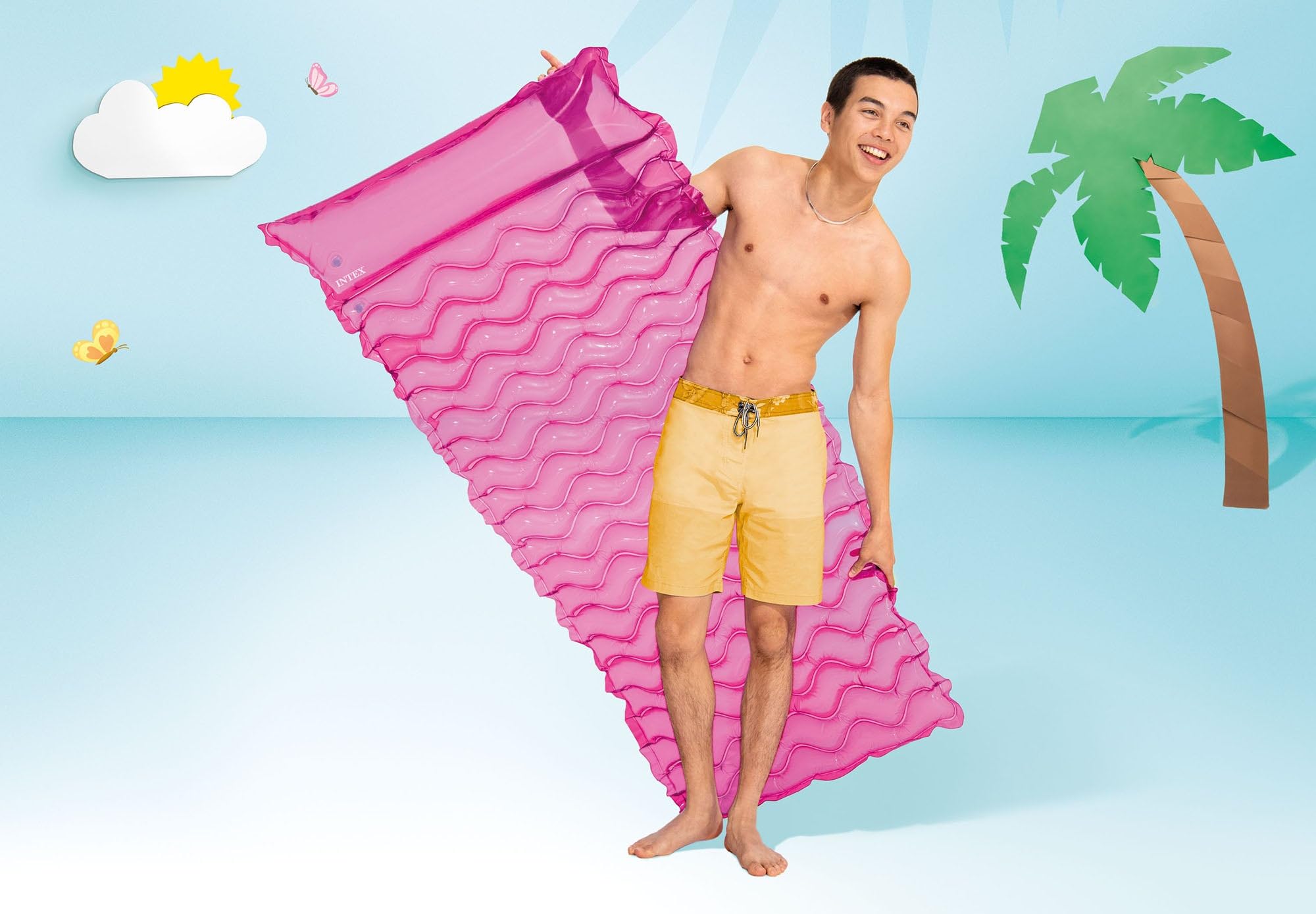Intex - Tote-N-Float Wave Inflatable Air Mat, (90 inches X 34 inches), (Colors May Vary), (2 Pack)