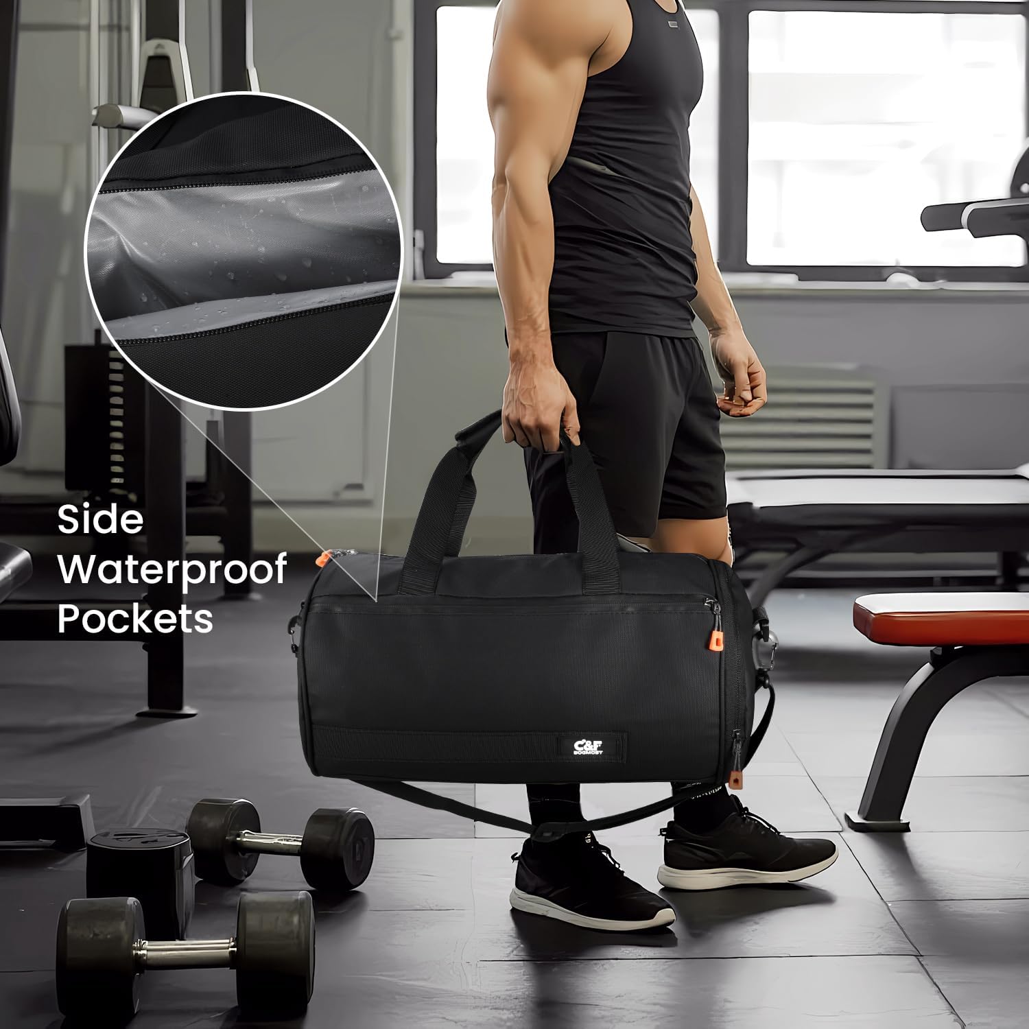 C&F BOGMOST Small Travel Duffel Bag,Compact Sports Small Gym Bag with Shoes Compartment,Lightweight Duffel Bag for Men & Women,Personal Item Travel Bag Weekender Bags for Travel Sports Gym -White - Image 3