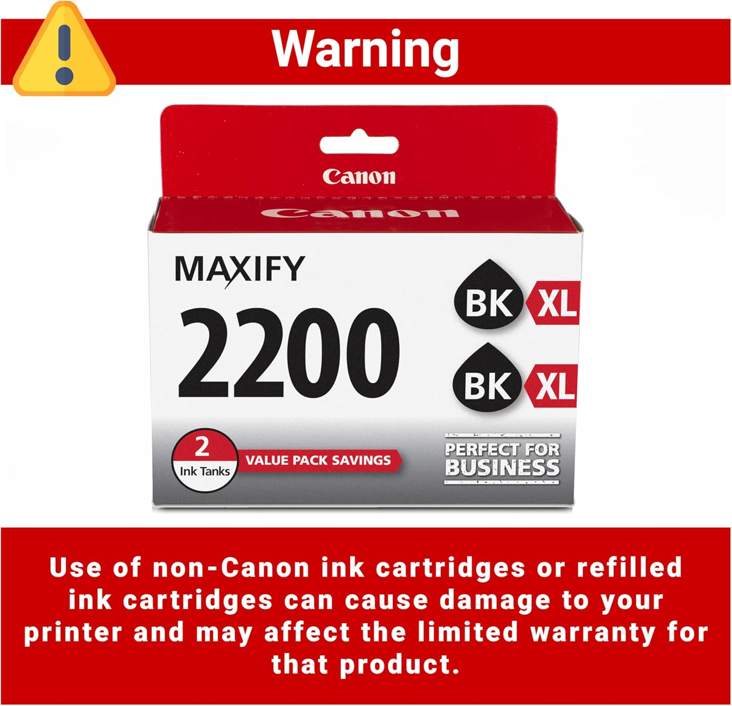 Canon PGI-2200XL Genuine Black Twin Pack, Compatible with IB4120, MB5120, MB5420, IB4020, MB5020, and MB5320 (Optional) Printers