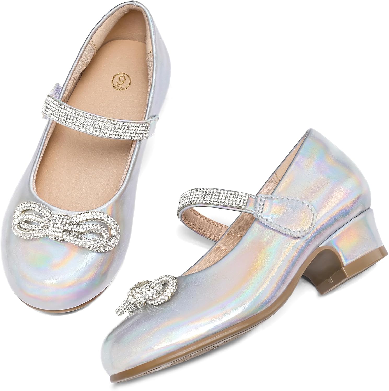 K KomForme Girls Dress Shoes Princess Bow Flats with Rhinestone for Wedding Party, Toddler/Little Kid/Big Kid - Image 4