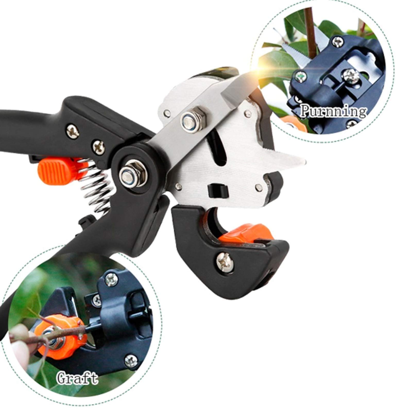 Kit di attrezzi per innesti da giardino, kit di strumenti per innesti 2 in 1 cesoie per potatura con lame di ricambio e 2 nastri per innesti, per ramo di piante stelo vite albero da frutto innesto gi