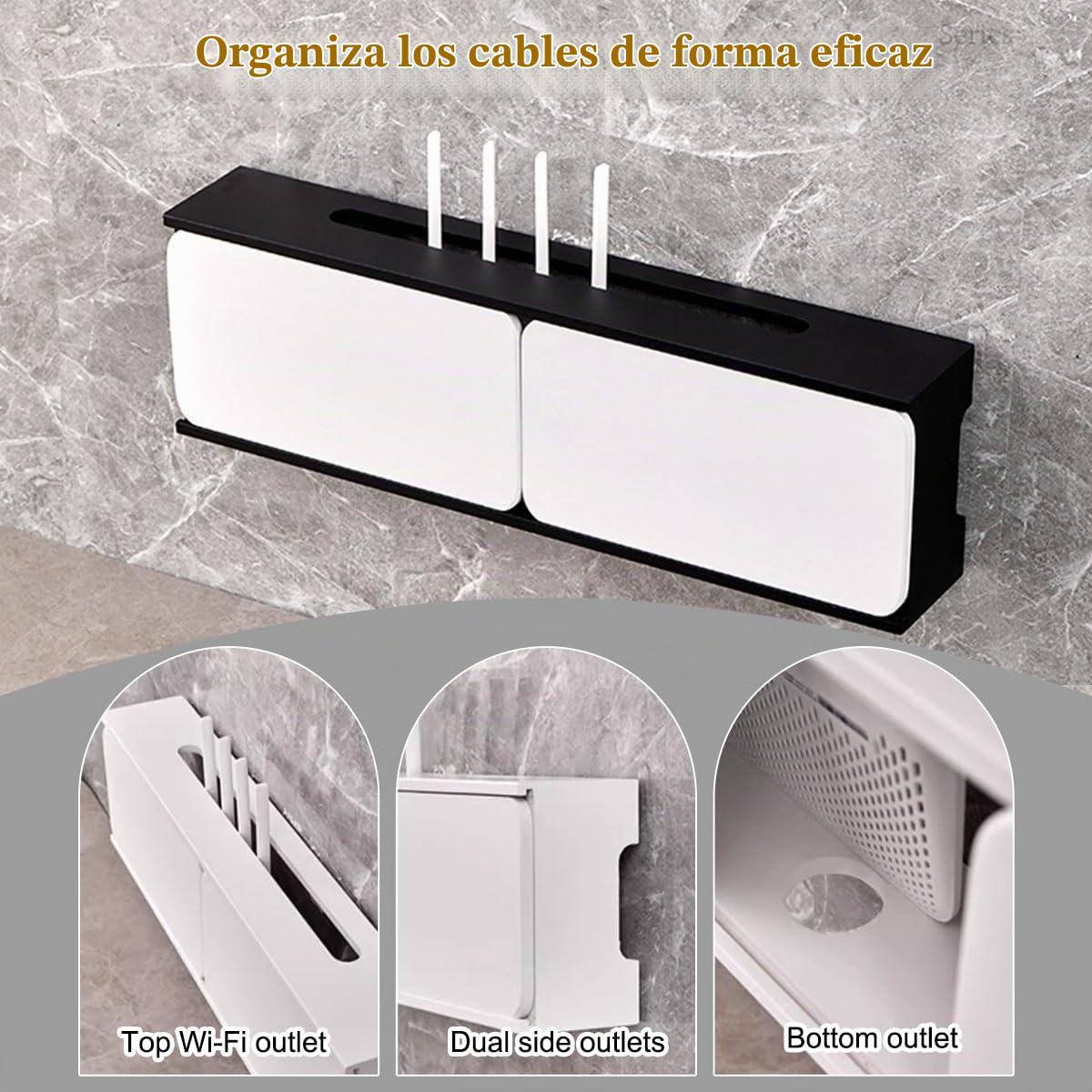 Estante de Pared de Madera para Router WiFi, Caja Oculta de Router, Cubierta de Cables y Módem, Armario de Router para Hogar y Oficina(White,L60cm/23.6in)