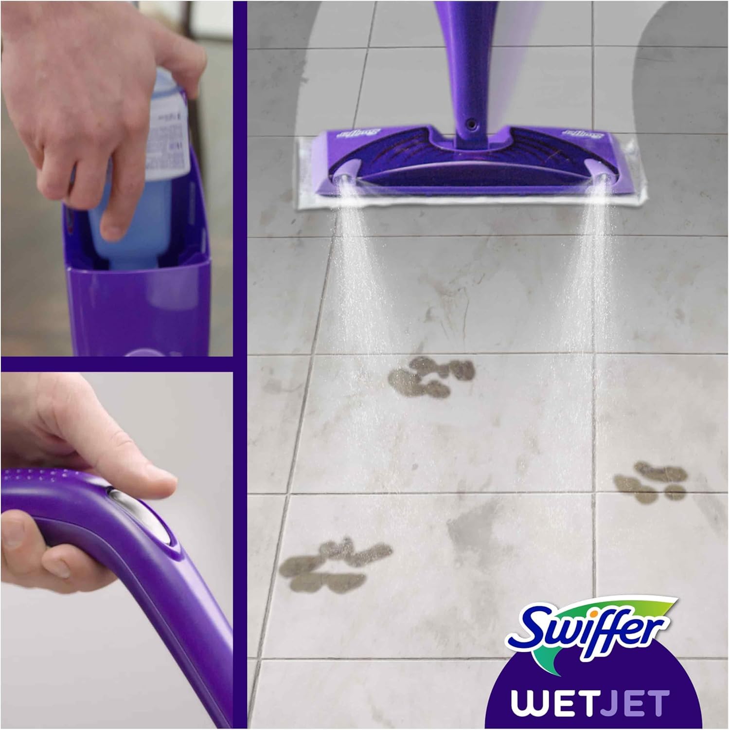 Swiffer WetJet Nettoyant Sol pour Balai Spray, Grand Format 5L (1.25L x4), Parfum Agrumes Frais, Solution Multi-Surfaces, Élimine la Saleté Sans Traces ni Résidus, Pour Tous Types de Sols