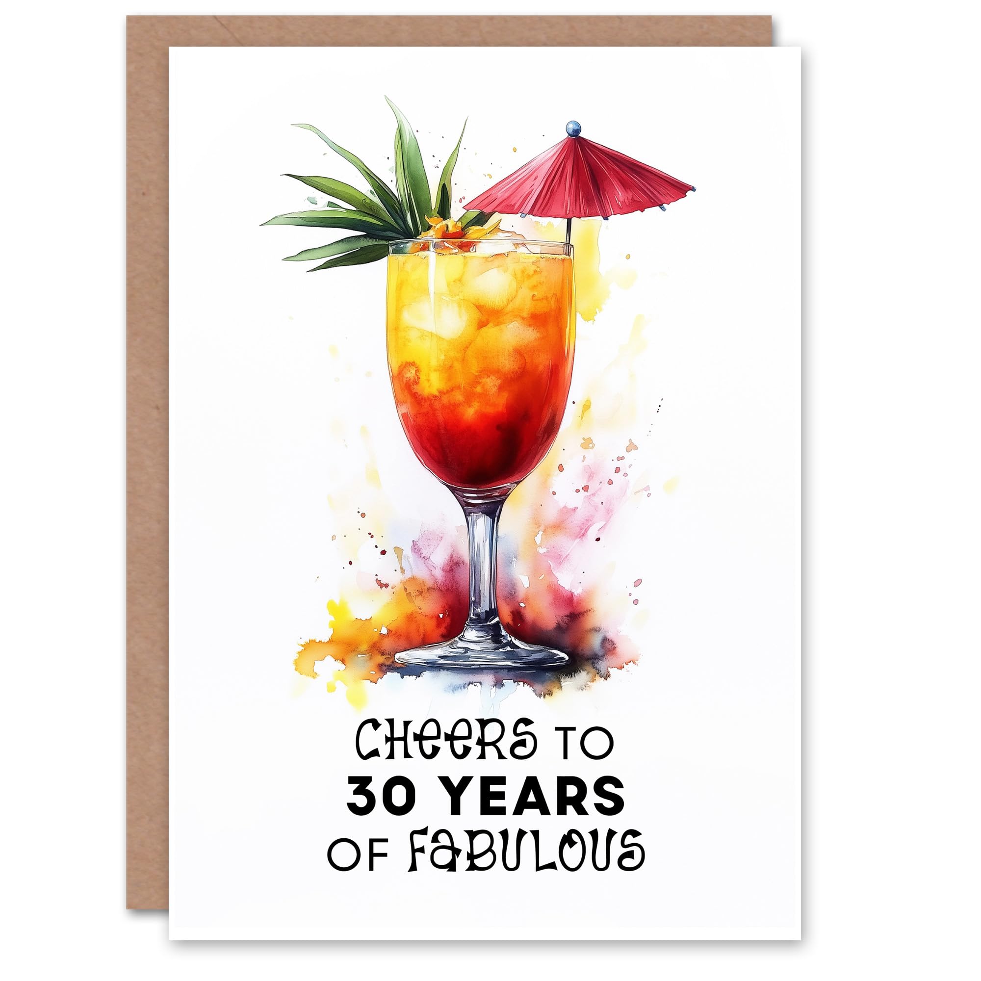 Artery8 Cheers to 30 Years of Fabulous Cocktail Fun 30th Birthday Card For Women