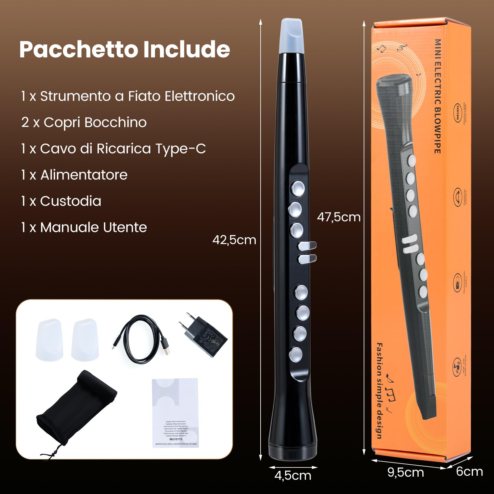 COSTWAY Strumento a Fiato Elettronico, Sassofono Digitale Portatile con MIDI Wireless,LCD HD, 100 Toni, Altoparlante HIFI, Gamma di 4 Ottave e 2 Diteggiature, per Principianti e Adulti
