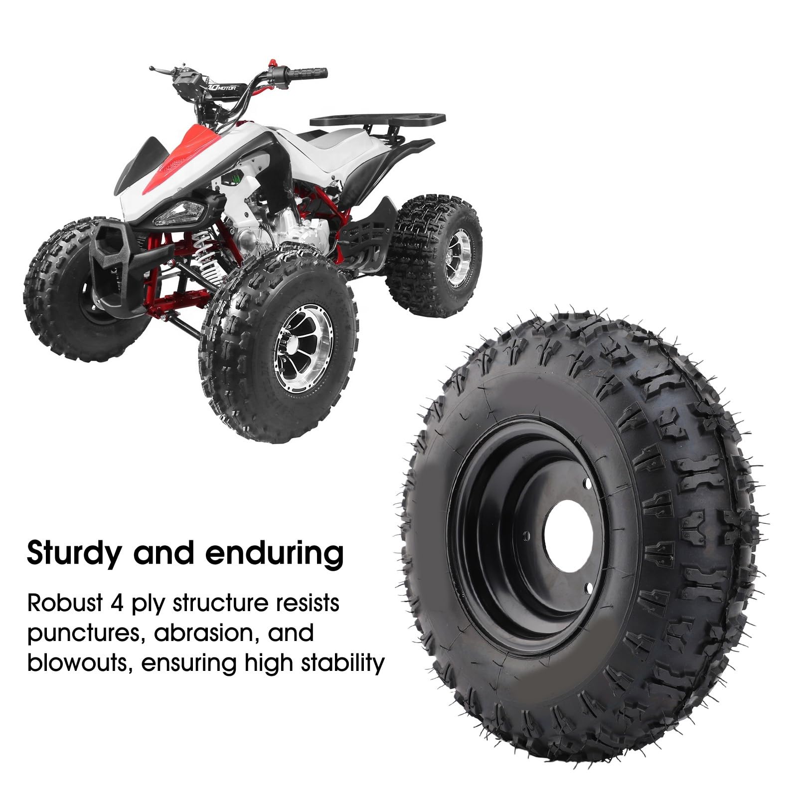 Tbest 13x5-6 Pneumatico per Tosaerba Pneumatico per Tosaerba per Trattore da Giardino 4 Strati Tubeless 3 Stud 6 Pollici Cerchio Nero off Road Trazione per ATV Quad Go Kart