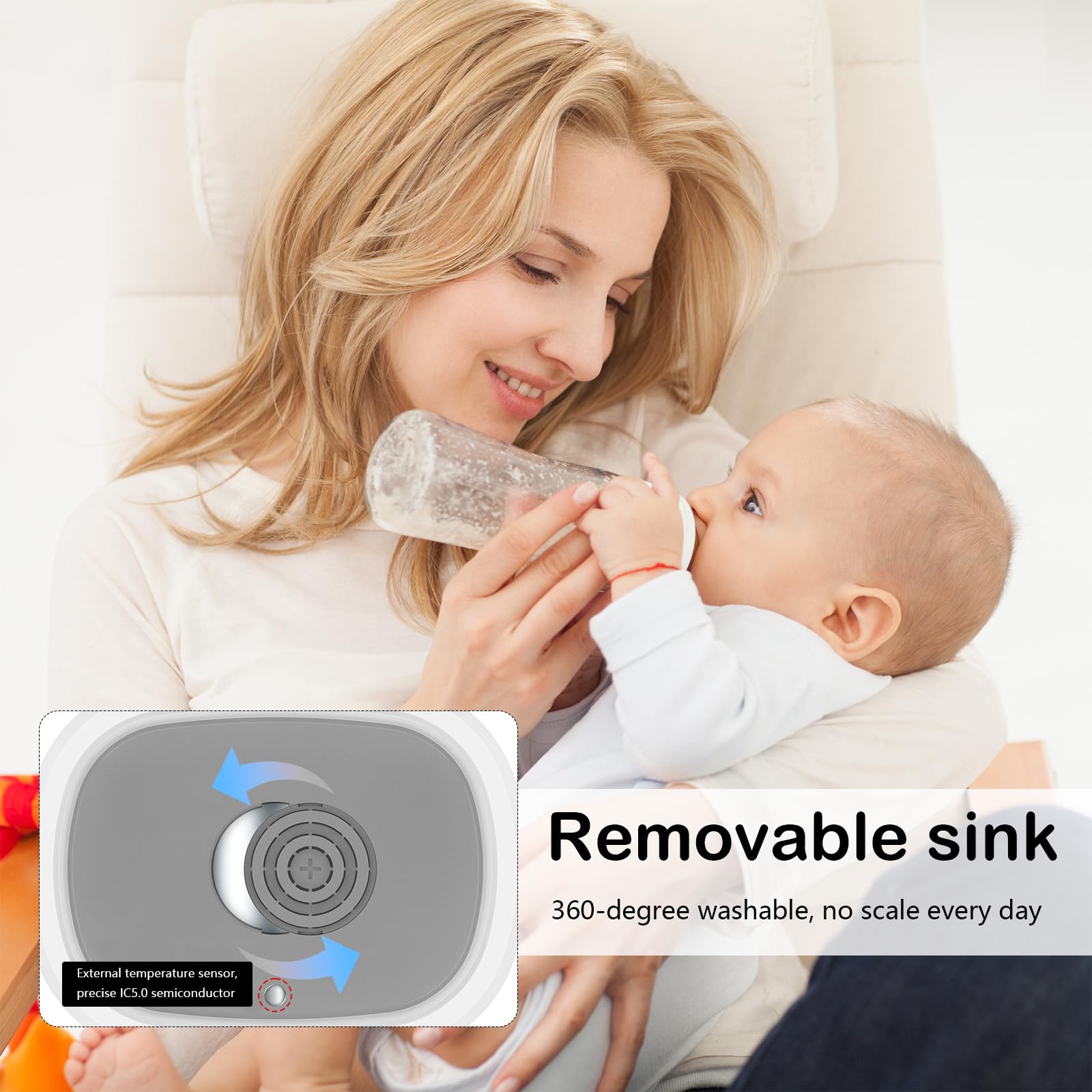 Flaschenwärmer Baby, 8-In-1 Sterilisator für Babyflaschen Flaschenwärmerbabyflaschen Wärmer mit Lcd-Display und Fernbedienung für Erhitzen Auftauen und Sterilisieren Bietet Platz für 4 Flaschen