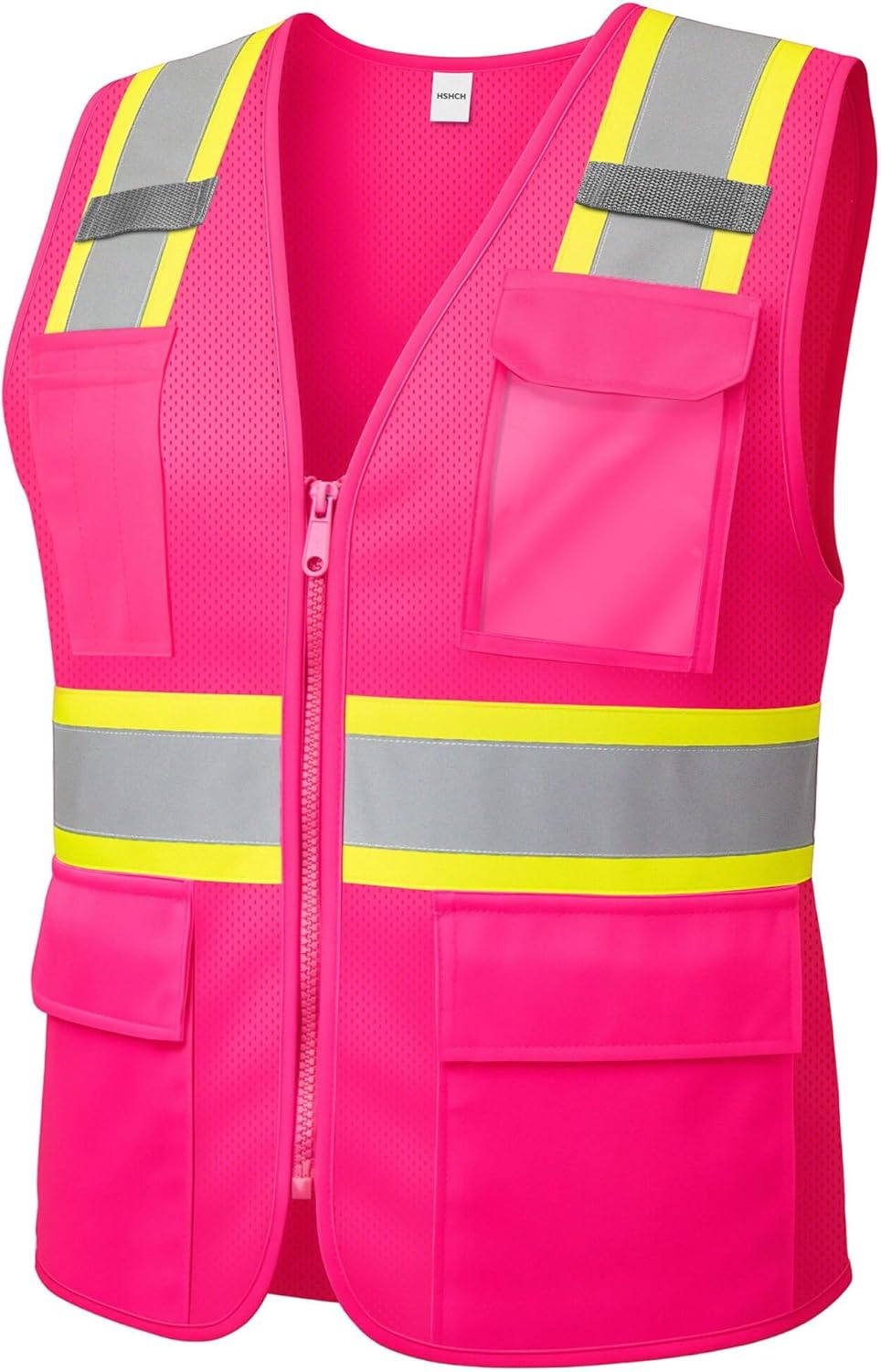 Reflective Safety Vest for Women, High Visibility Construction Vest with Pockets Zipper Hi-Vis Stripes, ANSI Compliant