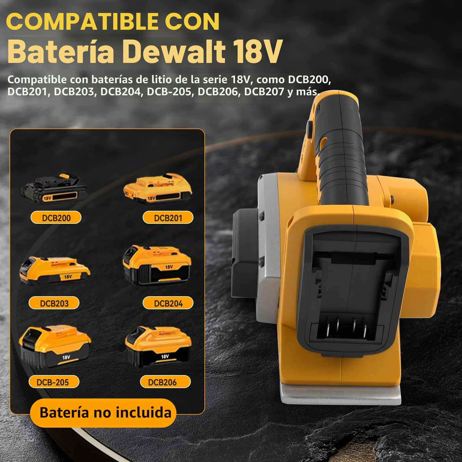 Cepilladora de mano inalámbrica para batería Dewalt de 20 V, 15000 rpm, cepilladora eléctrica de madera sin escobillas de 82 mm, ancho de corte 0-2 mm, profundidad de corte para carpintería, proyectos