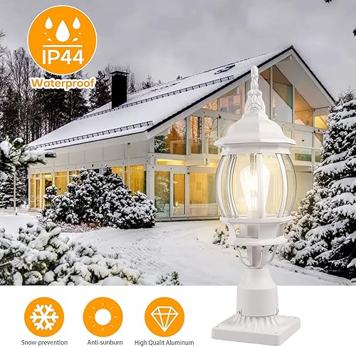 Miniatura 3 de Luz de poste blanca para exteriores con base de montaje en muelle de 3 pulgadas, poste de lámpara de exterior de 18 pulgadas para jardín, farola,