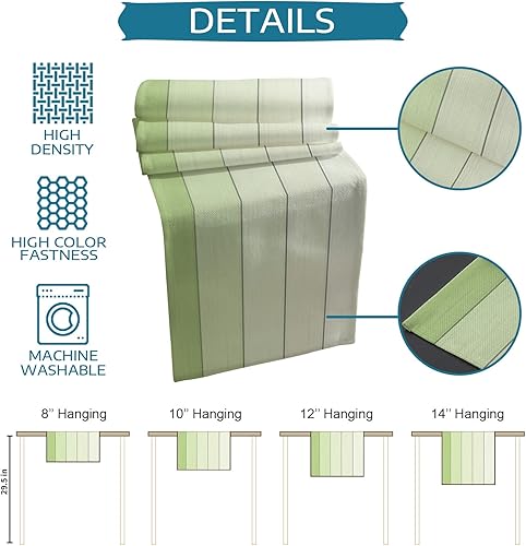 Miniatura 25 de Camino de mesa de algodón y lino estilo granja rústico retro, textura de madera de granero, color degradado marrón y gris, antideslizante,