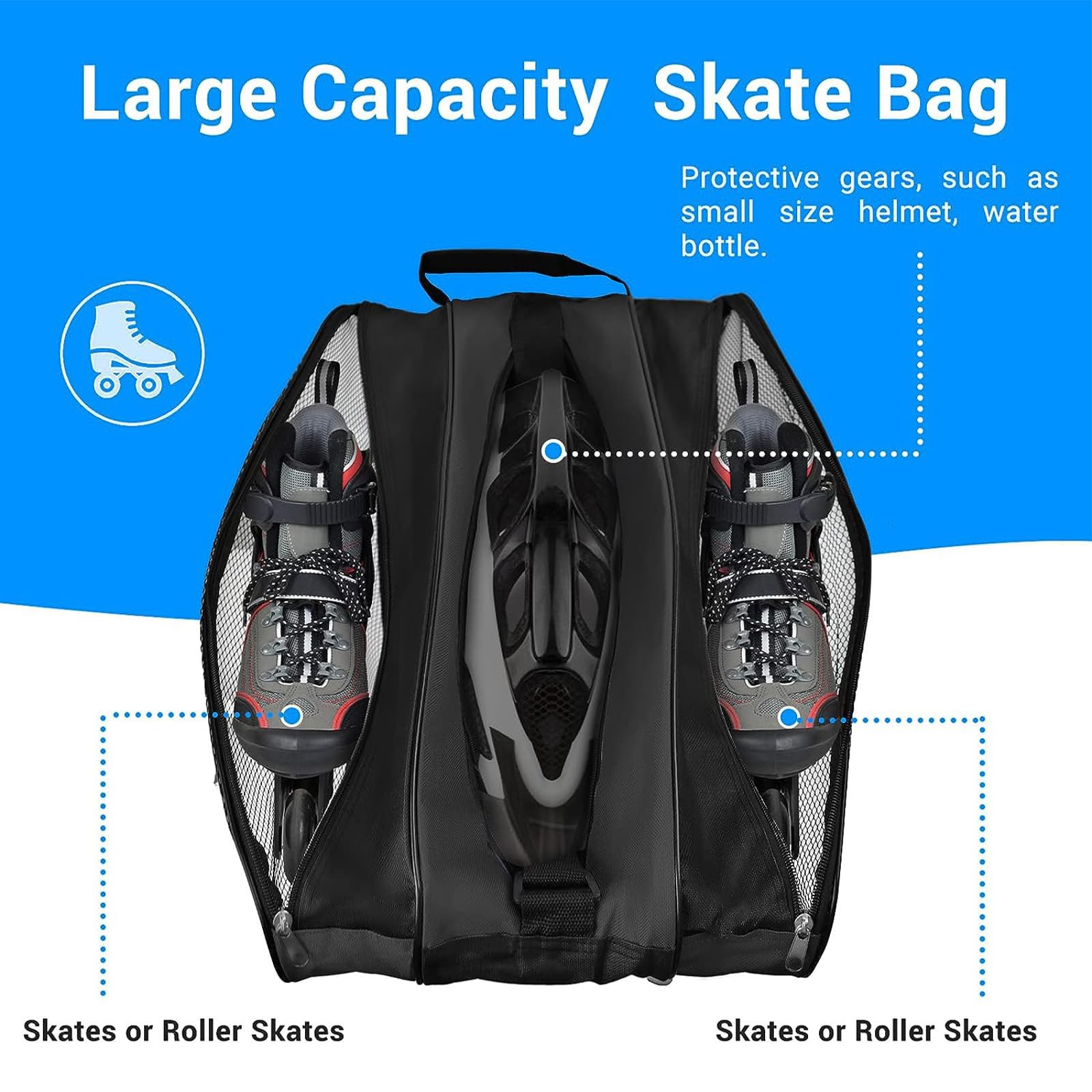 GLEAVI Borsa per Pattini da Ghiaccio in Oxford Nero 2 Pezzi | Uso Esterno, Design Semplice e Pratico, per Riporre Scarpe e Altri Oggetti Separatamente
