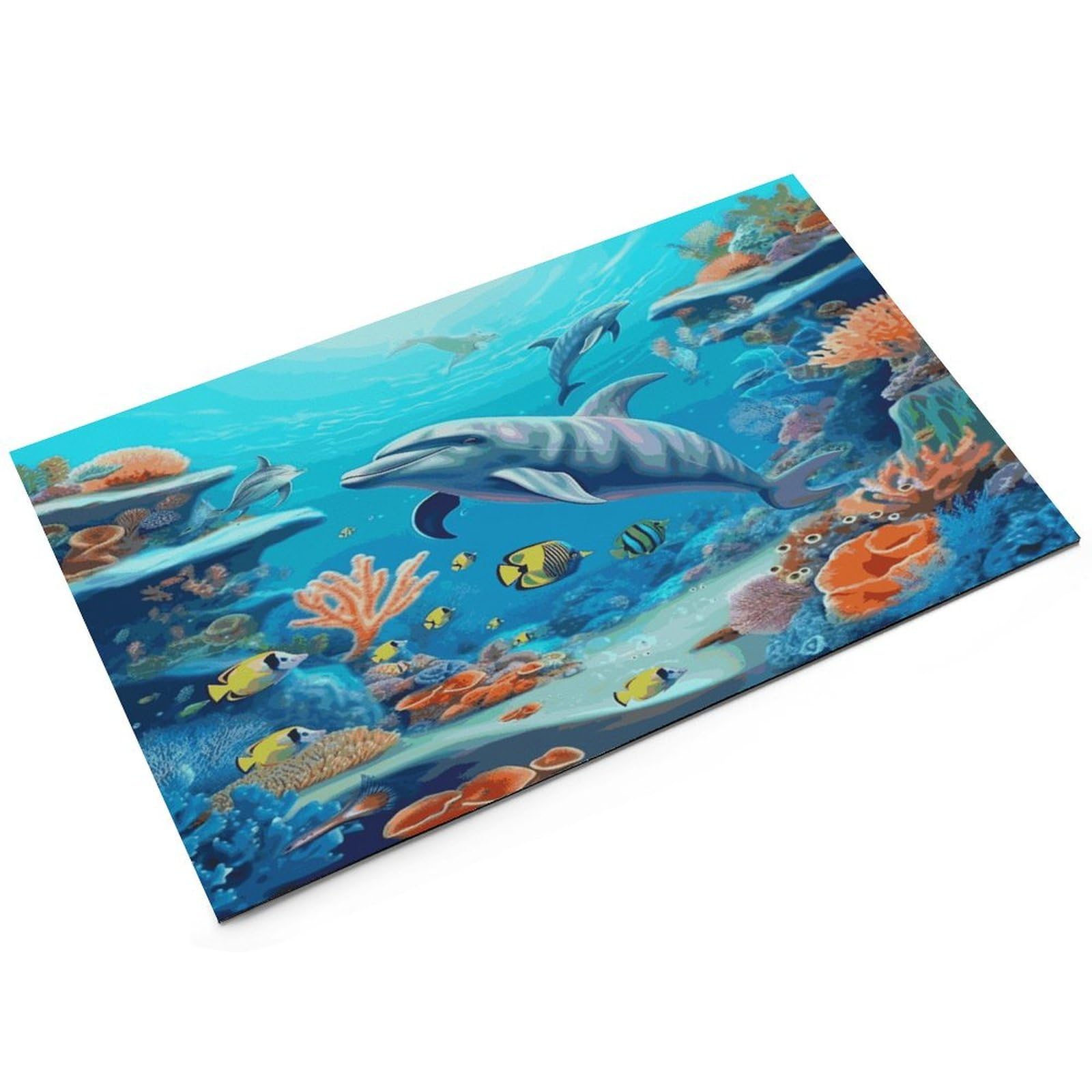 Tapis d'alimentation antidérapant pour chat et poisson corail, poisson corail, dauphins, tapis d'alimentation pour animaux de compagnie, tapis de nourriture pour chien et chat, facile à nettoyer pour